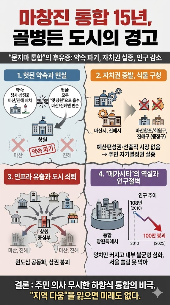 마창진 통합 15년 후유증 인포그래픽